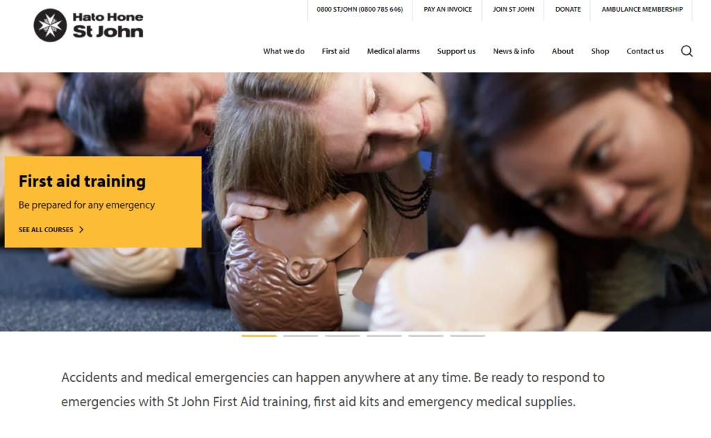 Halo Hone St John first aid training page.