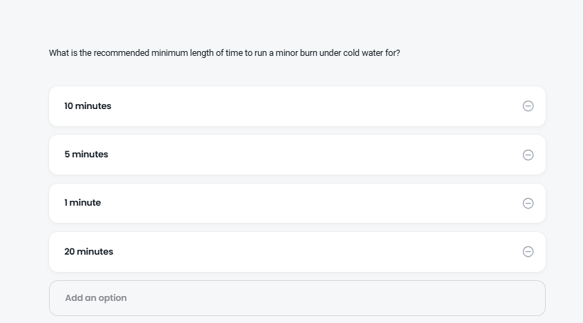 Example of a quiz created in Arlo
