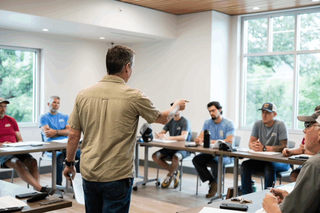 Arlo customer Jeff Makey delivering a training session.
